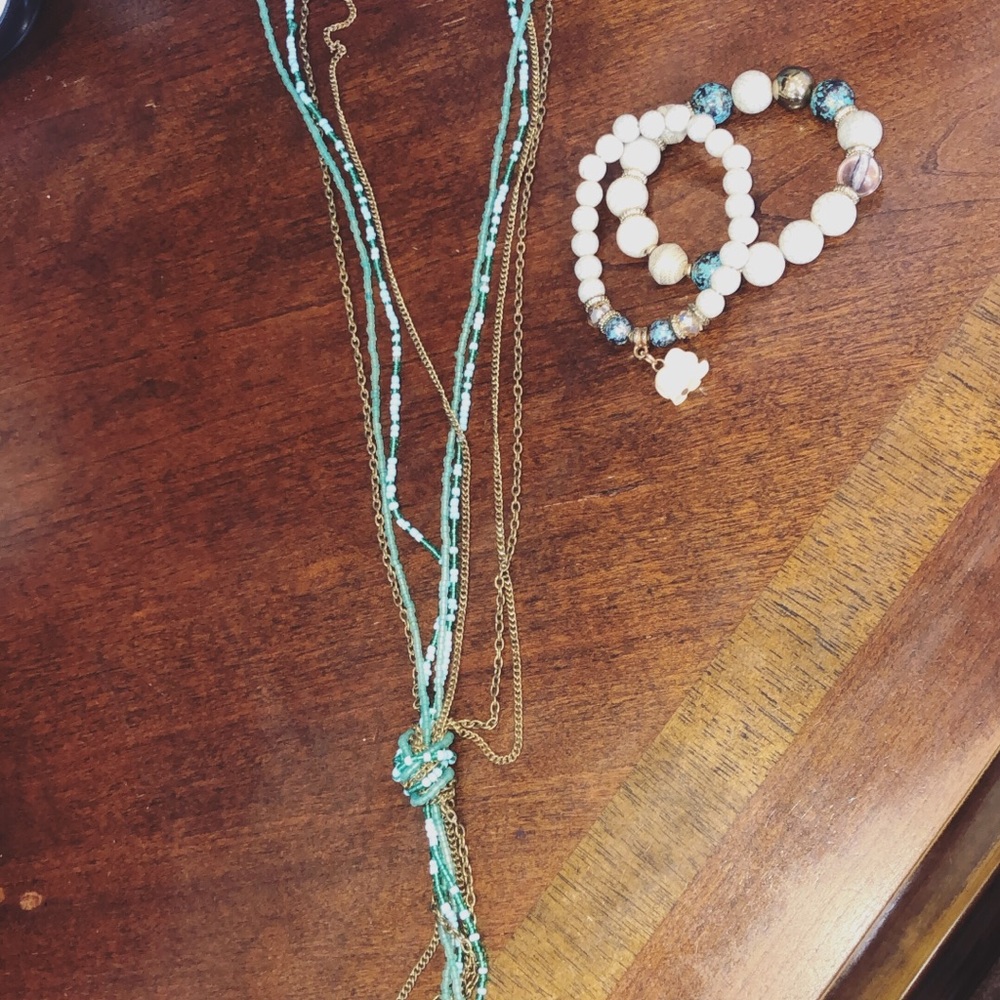 Necklace + bracelets